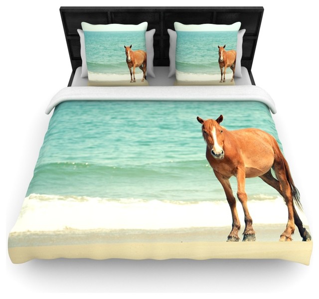 Robin Inson Wild Mustang Of Carova Horse Ocean Duvet Cover Robin Inson Wild Mustang Of Carova Horse Ocean Duvet Cover Contemporary Covers And Sets By Kess Global Inc