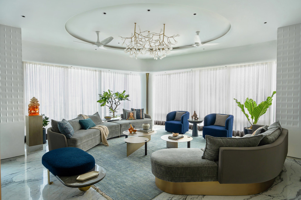 Design ideas for a contemporary living room in Mumbai.