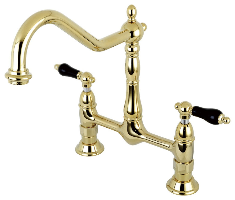 Kingston Brass KS1172PKL Duchess Bridge Kitchen Faucet, Polished Brass