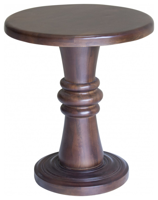 Rustic Warm Brown Turned Pedestal End Table Traditional Side Tables