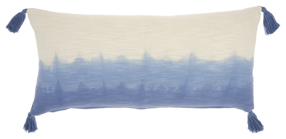 Blue Ombre Tasseled Lumbar Pillow
