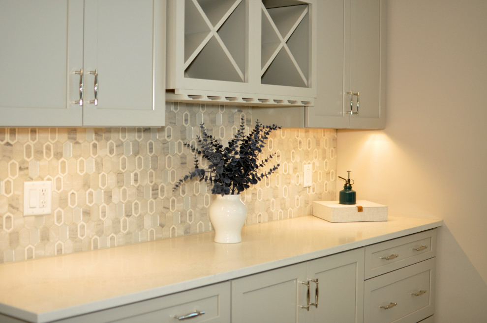 Example of a transitional kitchen design in Boston