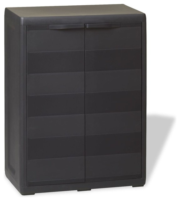 Vidaxl Garden Storage Cabinet With 1 Shelf Adjustable Black Garden