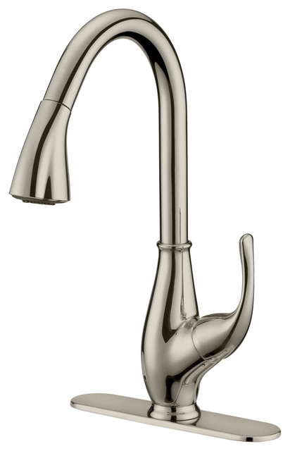 Brushed Nickel Finish Pull Down Kitchen Faucet Lk7b 1 Hole 3