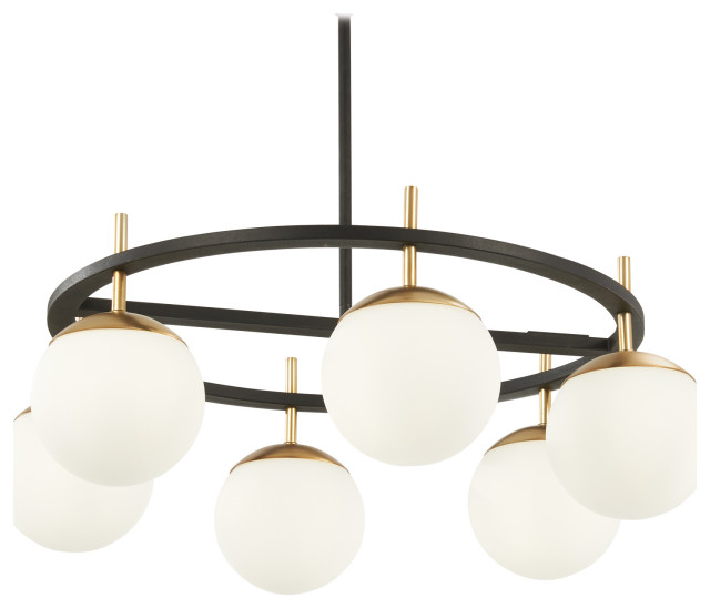 George Kovacs Alluria 6-Light Pendant, Weathered Black with Autumn Gold Accents