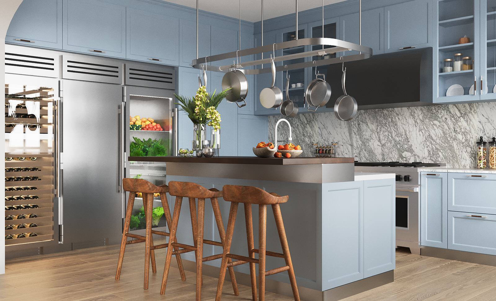 Кухня для большой семьи в традиционном стиле