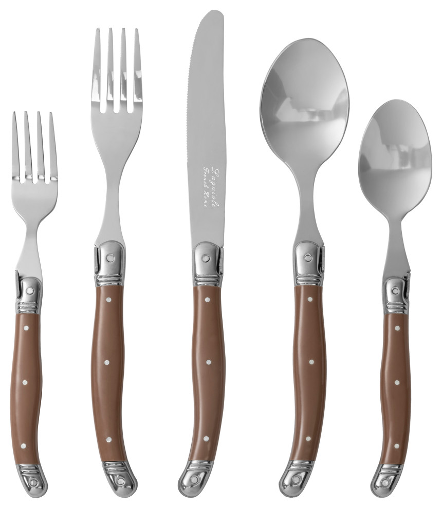 French Home Laguiole 20 Piece Stainless Steel Flatware Set for 4, Cafe