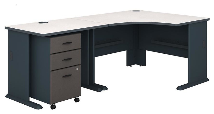 Series A 48 Corner Desk 36 Return Mobile File Cabinet Slate White Spectrum