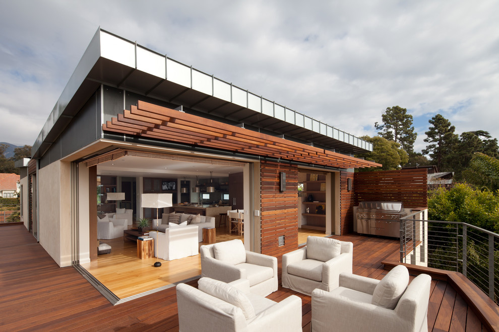 Inspiration for a contemporary patio in Santa Barbara with a pergola.