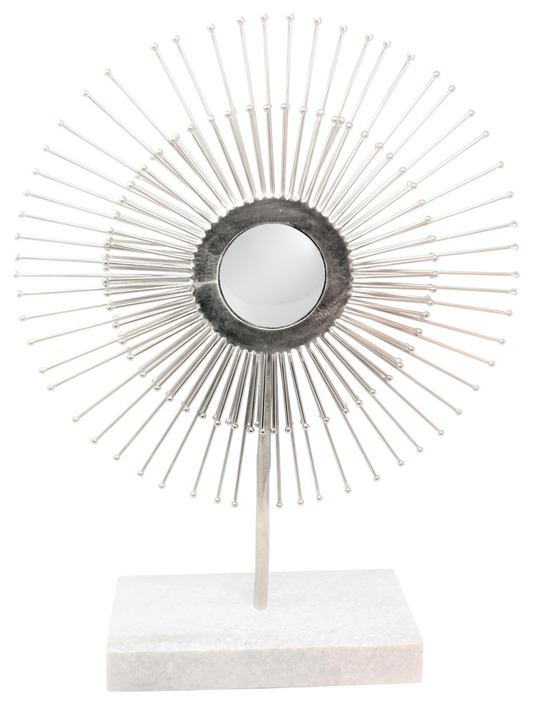 Mirrored Silver Sunburst Sculpture 23 Large Midcentury Modern Mirrored Silver Sunburst Sculpture 23