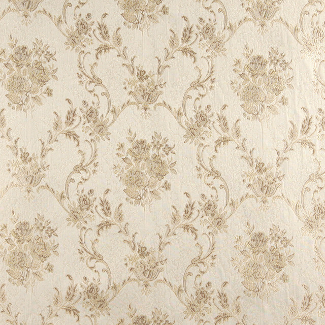 Ivory Embroidered Floral Brocade Upholstery Fabric By The Yard