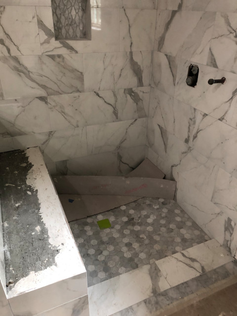 Custom stone and tile bathroom detail