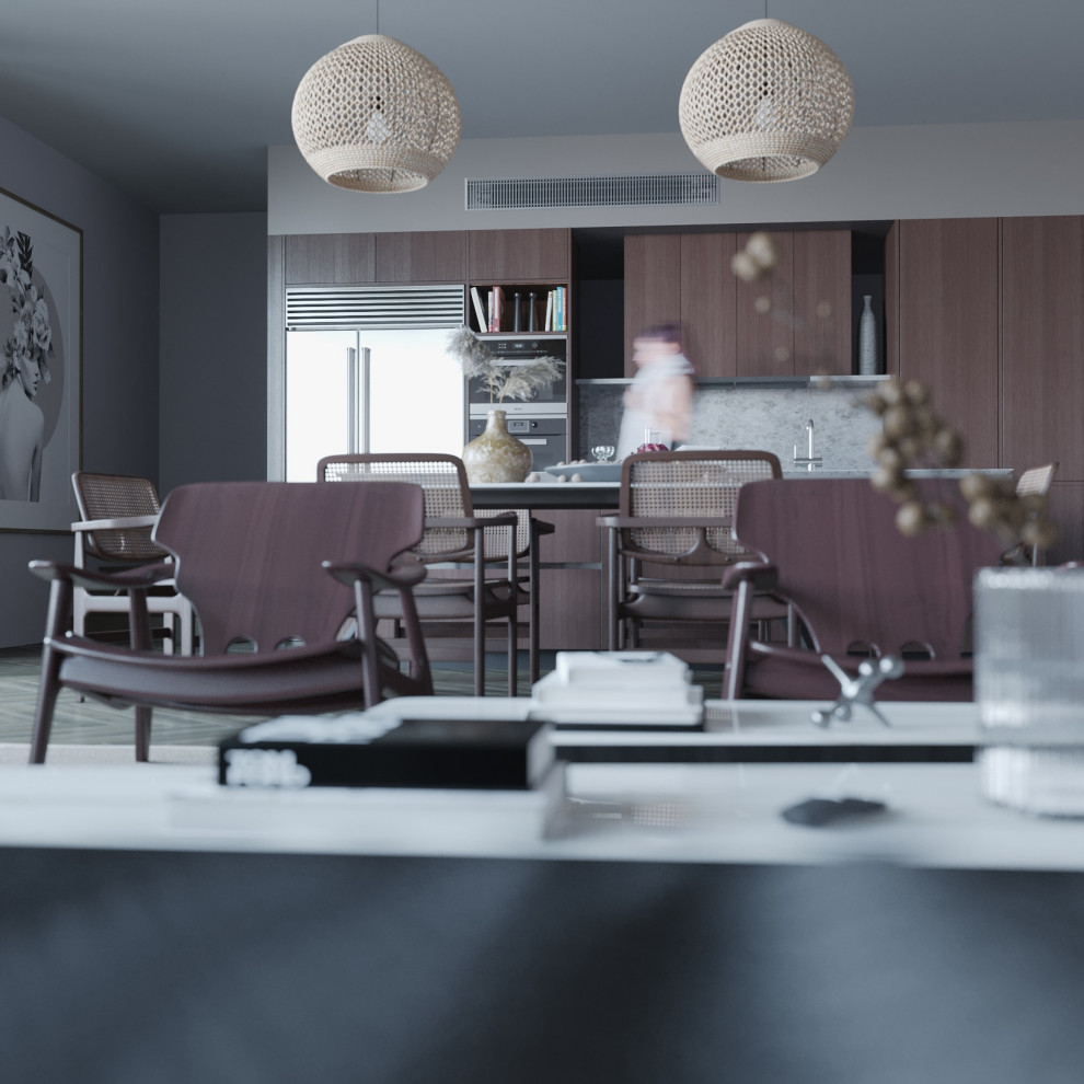 кухня-гостиная в загородном доме