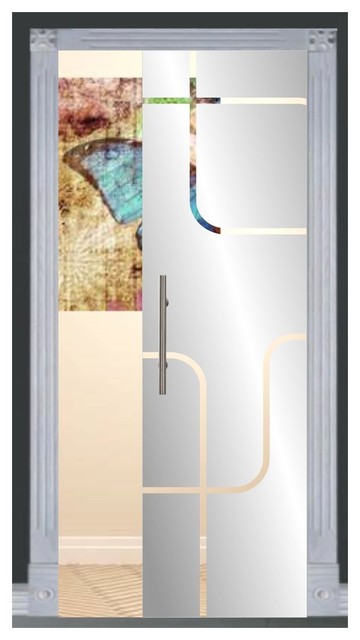 Frameless Pocket Glass Sliding Door And Lines Design