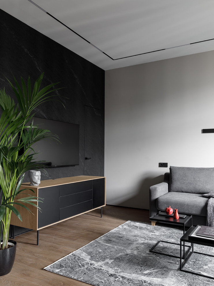 Реализованная квартира под сдачу в темных тонах в ЖК Притяжение