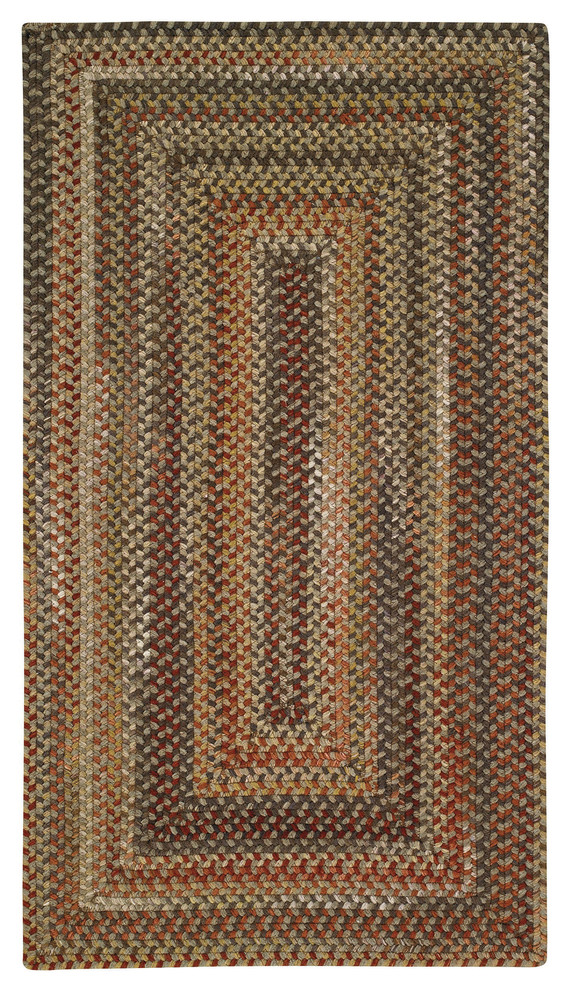 Manchester Concentric Braided Rectangle Rug, Brown Hues Contemporary