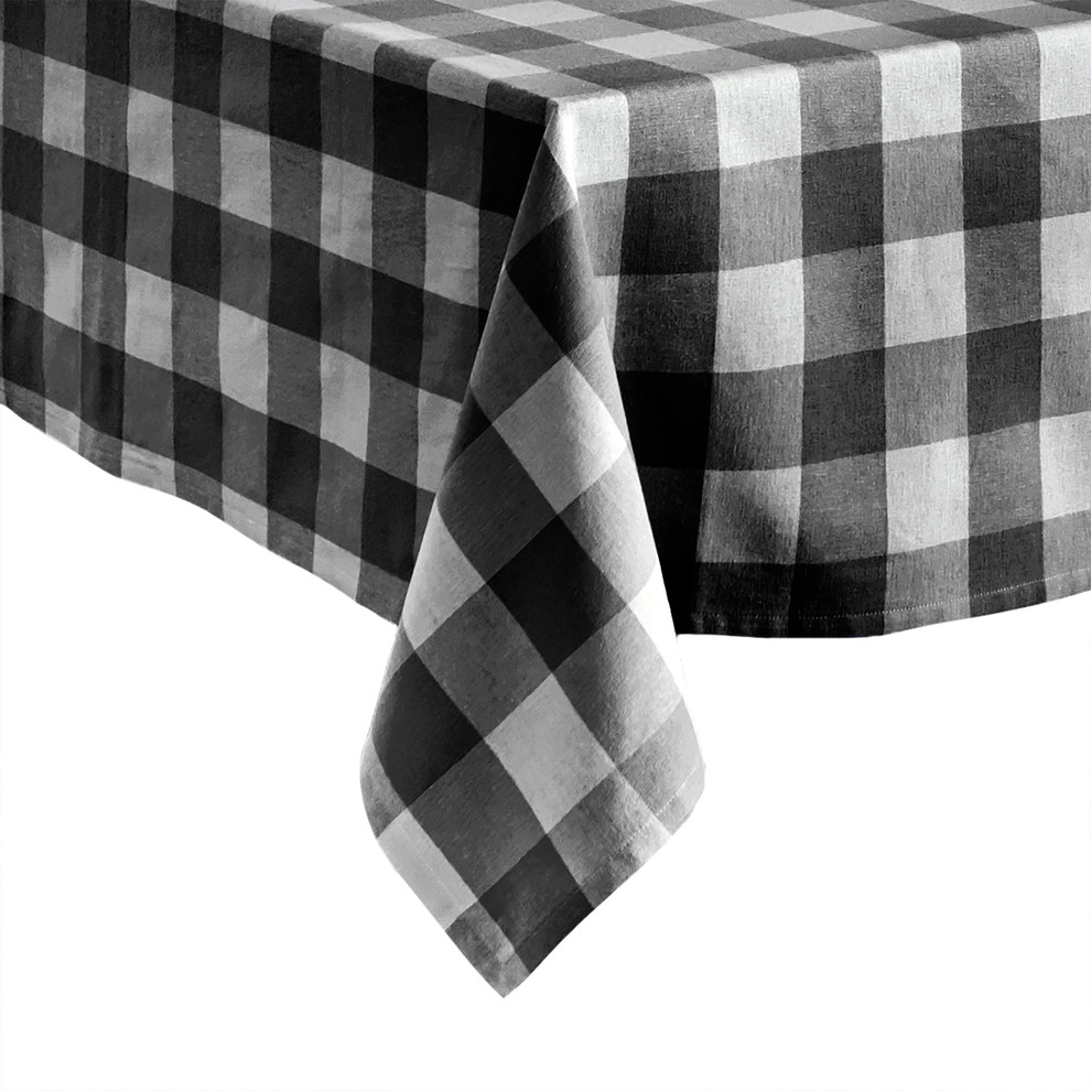Farmhouse Living Buffalo Check Tablecloth, Black/White, 52"x52"