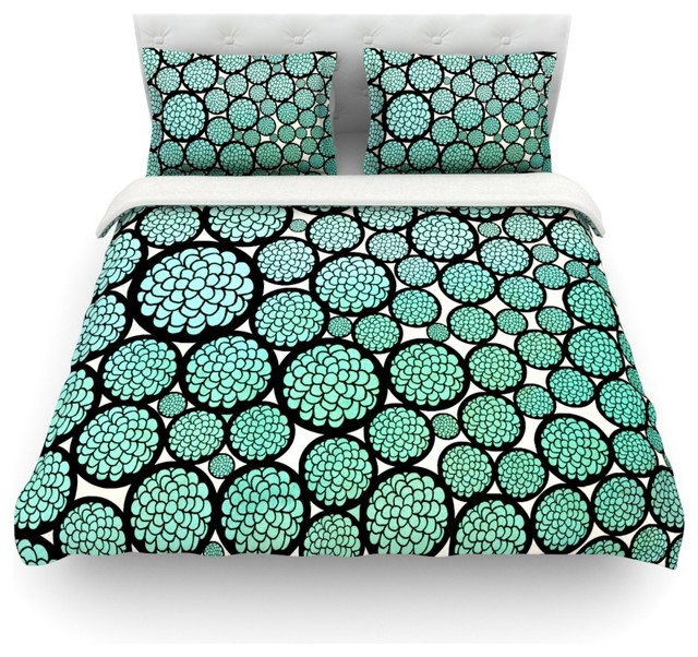 Pom Graphic Design Blooming Trees Turquoise Circles Duvet Cover Pom Graphic Design Blooming Trees Turquoise Circles Duvet Cover Woven Queen Farmhouse
