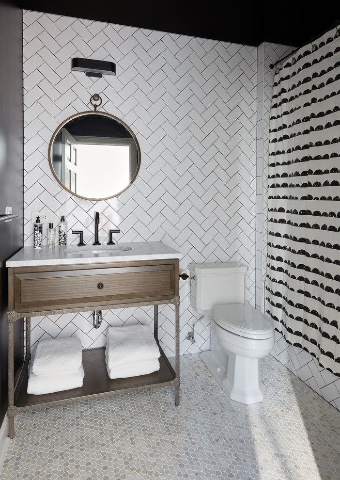 Example of a transitional home design design in Chicago