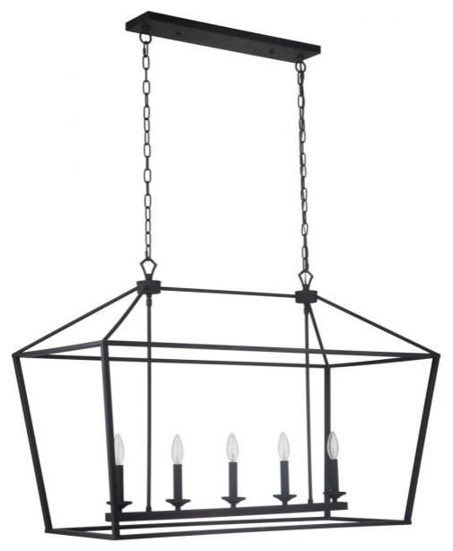 Craftmade Flynt 5Light 19" Kitchen Island Light, Flat Black Transitional Kitchen Island