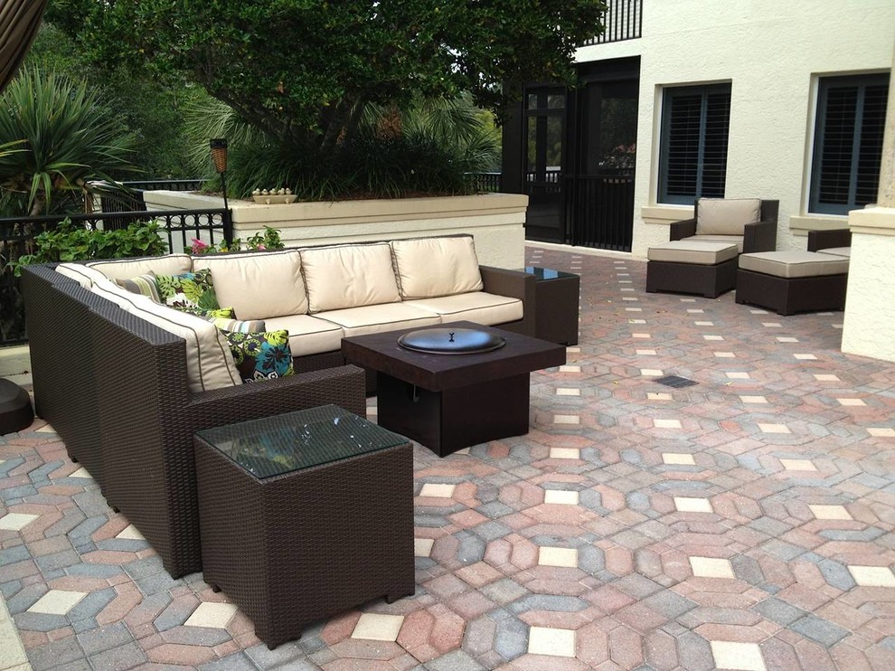 Patio Furniture Set With Gas Fire Pit Table American Traditional