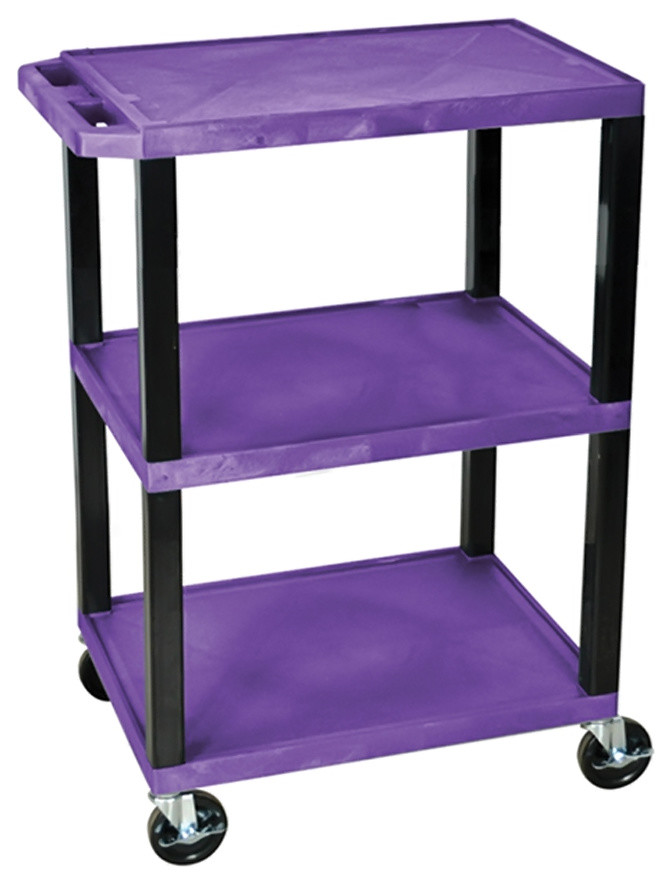 Luxor Purple 3-Shelf Specialty Utility Cart