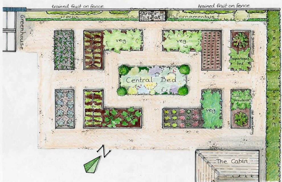Vegetable Garden Drawing presented to a client. We used mortise and tension raised vegetable beds that are custom made for Peter Atkins and Associates, LLC