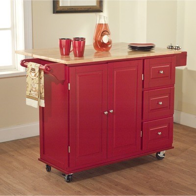 TMS Kitchen Cart With Three Drawers, Red