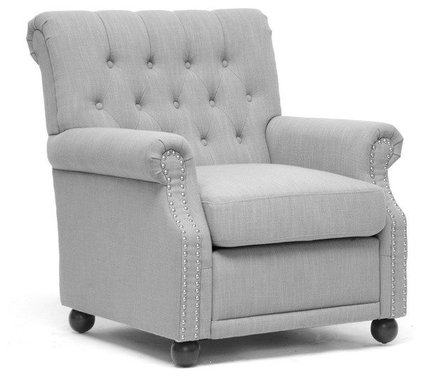 Moretti Light Gray Linen Modern Club Chair