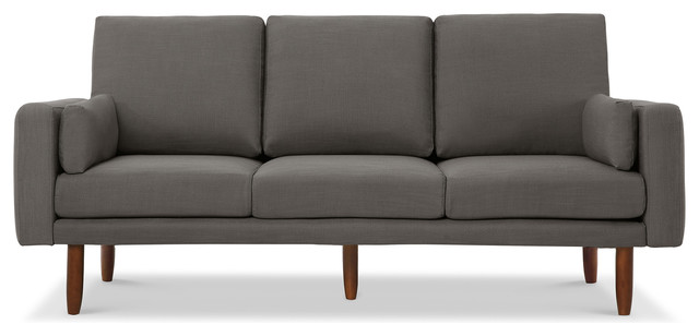 Pasadena Mid Century Sofa With Usb Ports Dark Gray Linen