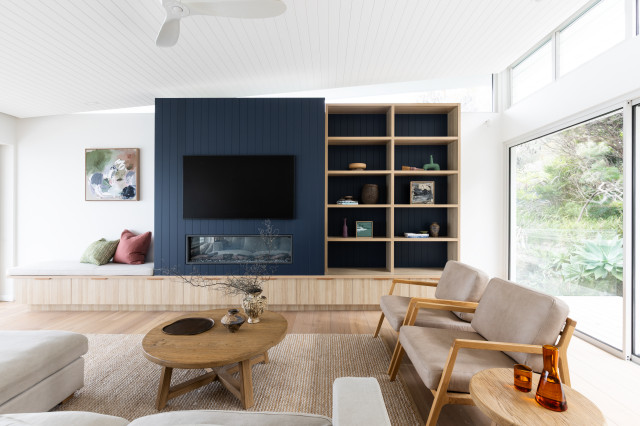 Whale Beach House contemporary-vardagsrum