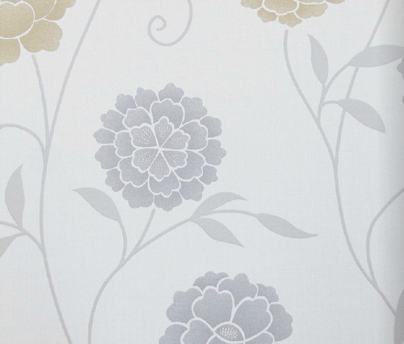 Modern Floral Print Wallpaper, Gray