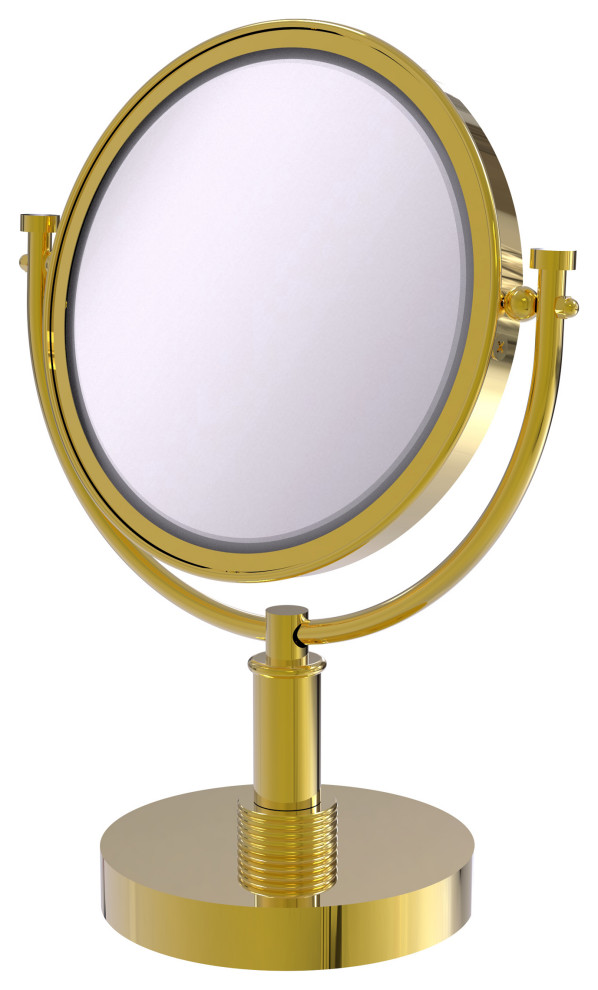 8" Vanity Make-Up Mirror, Polished Brass, 4x Magnification