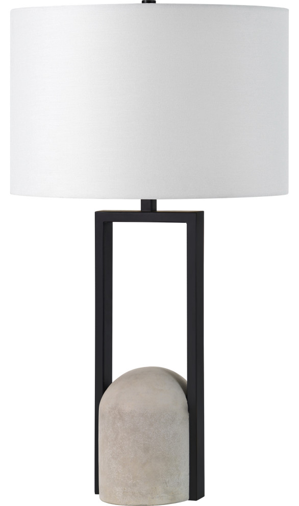 Florah Concrete And Iron Matte Black Table Lamp With Off-White Cotton Shade  - Industrial - Table Lamps - by Renwil | Houzz