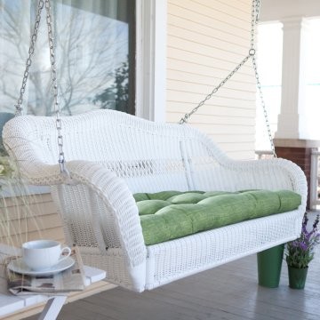 Casco Bay Resin Wicker Porch Swing with Optional Cushion\