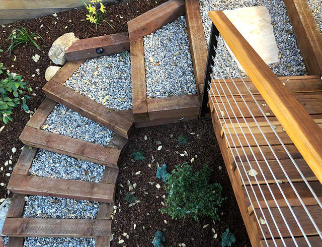 Railroad Tie And Gravel Steps Los Angeles By Flores Artscape
