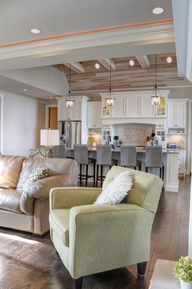Example of a transitional home design design in Chicago