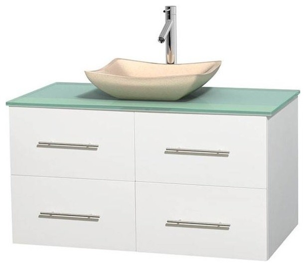 42 in. Eco-friendly Single Bathroom Vanity with Avalon Ivory Marble Sink