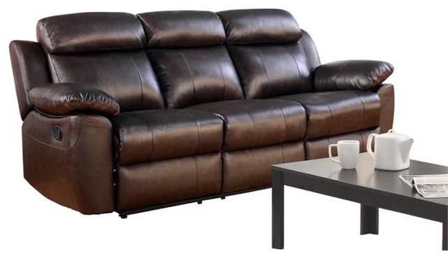 abbyson brody top grain leather reclining sofa