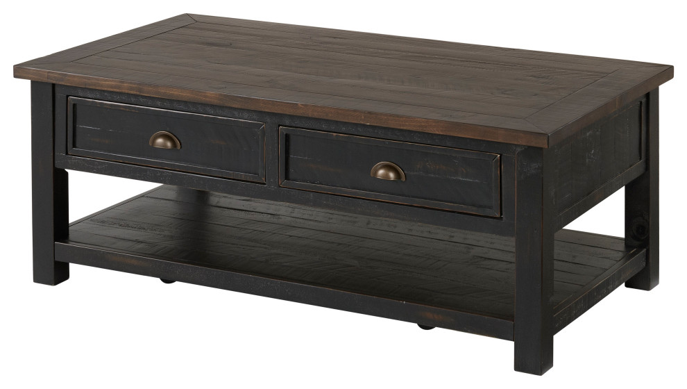 Monterey 50-inch Coffee Table, Two-Tone Black and Brown