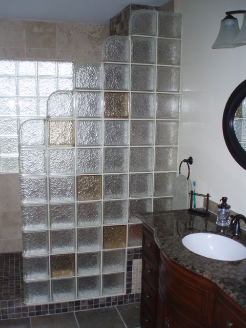 glass block shower - contemporary - bathroom - cleveland -