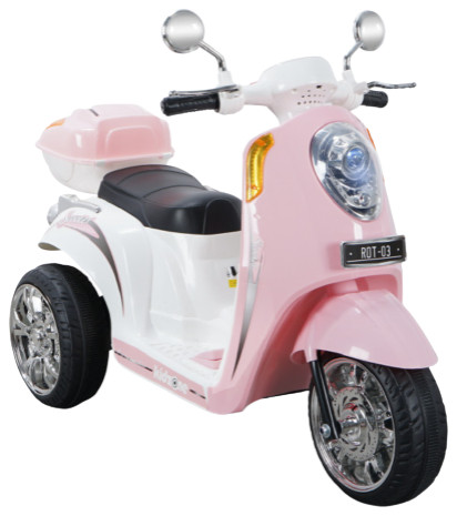 Kids Ride-on Scooter Bike 3-Wheel Motorbike 6V Battery With Music, Light Pink