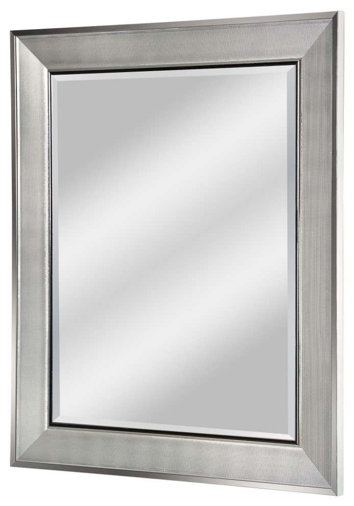Chrome Pave Textured Frame Beveled Edge Accent Mirror - 29 x 35, 35" x ...