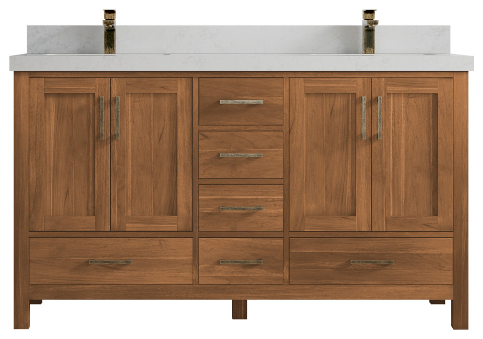 Malibu Teak 60 Double Sink Bathroom Vanity in Golden Teak 2