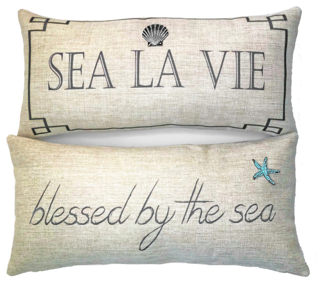 Blessed By The Sea Pillow With Shell And Starfish Pins Beach