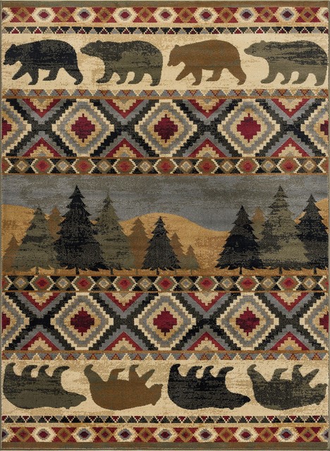 Homespun Cabin Novelty Lodge Area Rug Rustic Area Rugs By