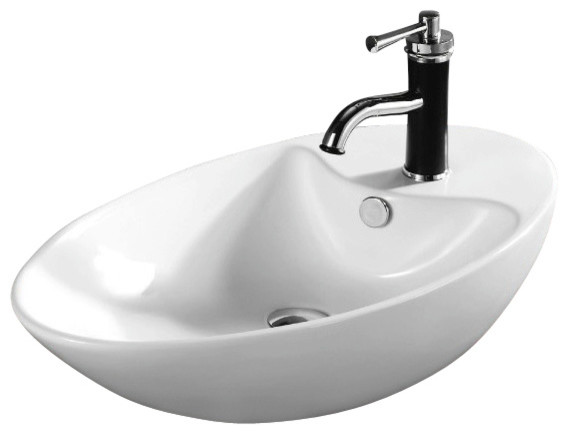 Oval White Ceramic Vessel Bathroom Sink - Contemporary - Bathroom ...