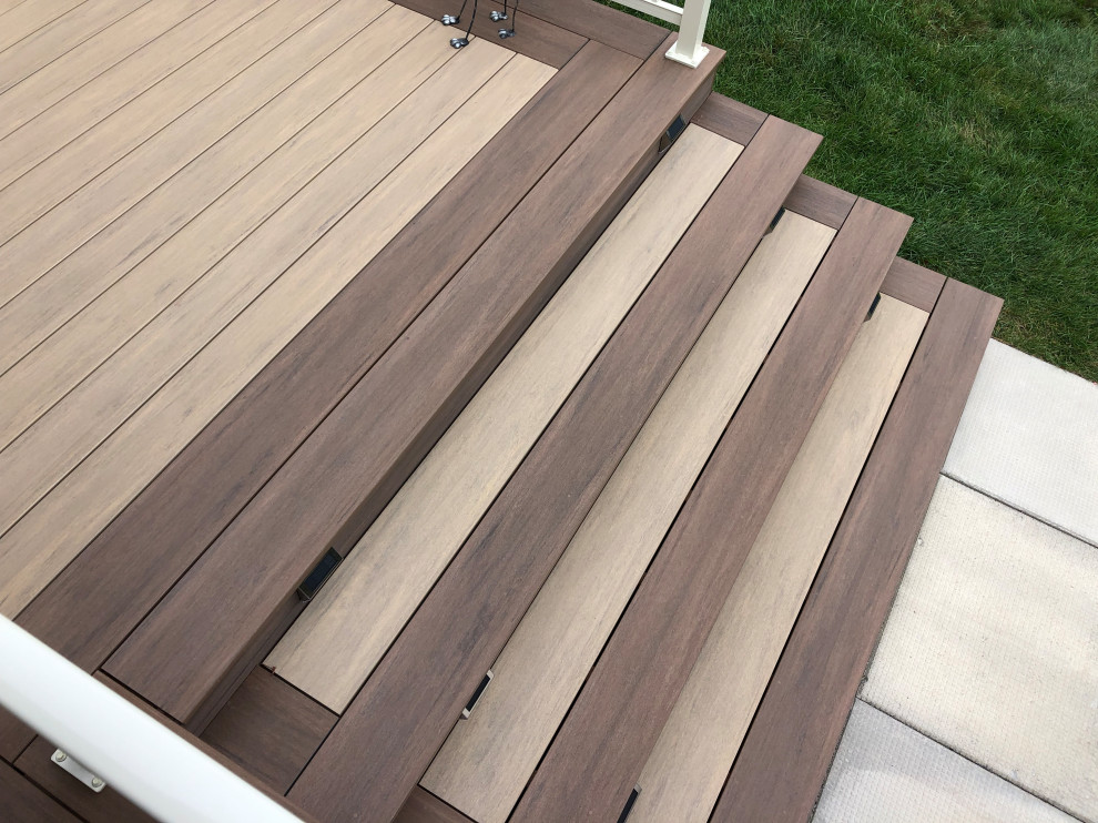 Azek Weathered Teak and double wide English Walnut trim