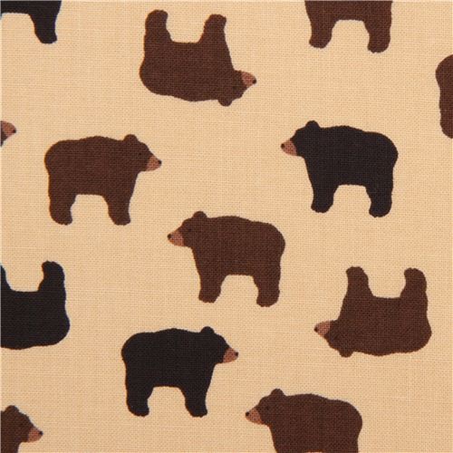 brown designer bear animal fabric with small brown bears