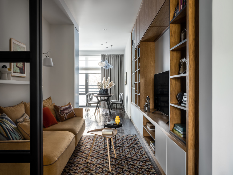 Свежая идея для дизайна: гостиная комната среднего размера в современном стиле - отличное фото интерьера